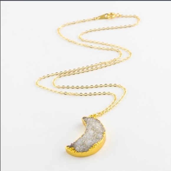 NWOT. White Druzy Quartz Moon Pendant 🌙 - Picture 3 of 6